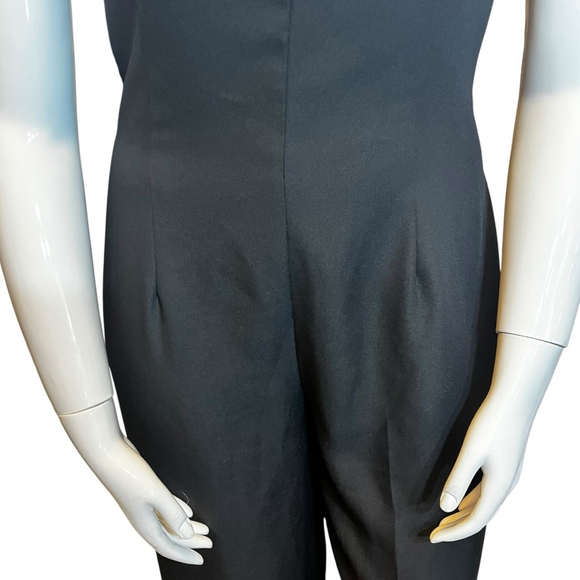 Joseph Ribkoff Vintage 70s-80s Black & White Mesh Bow Jumpsuit, 10-14 - Picture 4 of 14